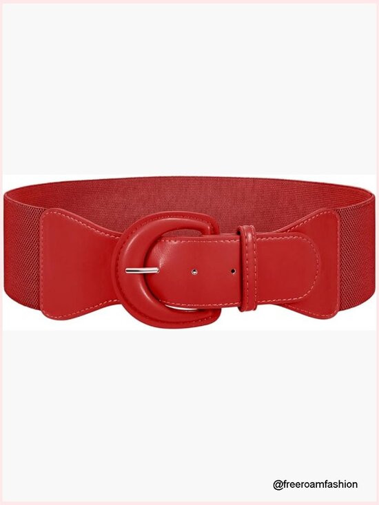 Vintage Stretchy Wide Waist Belt with Chunky Buckle, Fits 28-45 Inches main image 5